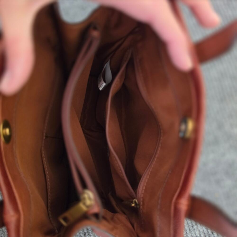 FOSSIL Sydney Satchel Brown Cognac Leather Top Handle Handbag - Picture 5 of 12
